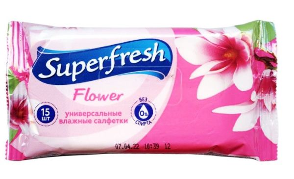 Изображение товара Влажные салфетки superfresh flower 15шт Влажные салфетки superfresh flower 15шт фотография